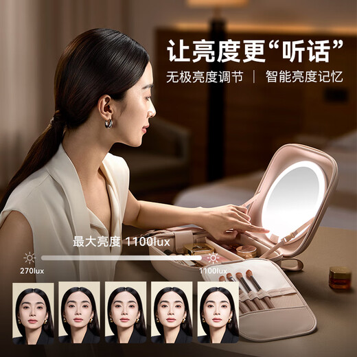 AMIRO bag vanity mirror with light led portable beauty mirror M3 partition storage magnetic car vanity mirror birthday gift pink