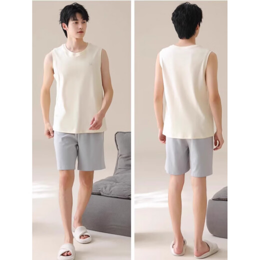 俞兆林背心男士睡衣纯棉夏季无袖坎肩薄款家居服夏天运动可外穿套装 NSWR-深灰色13657 （百分百纯棉） L 男【推荐95-125斤】