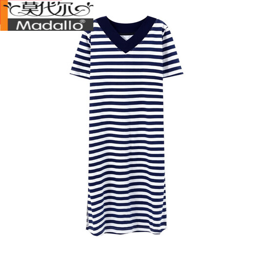 Modal Korean lose Nachthemd mit mittlerer Länge Pyjamas Frauen reine Baumwolle Sommer kurzärmelig rundes Hals loser schwangerer Frauen Hauskleidung Langer Rock Fu9902 m 160