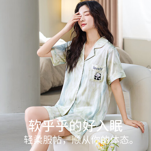 浪莎25年夏季新款睡衣女夏季薄款舒适冰丝凉感透气短袖短裤家居服套装