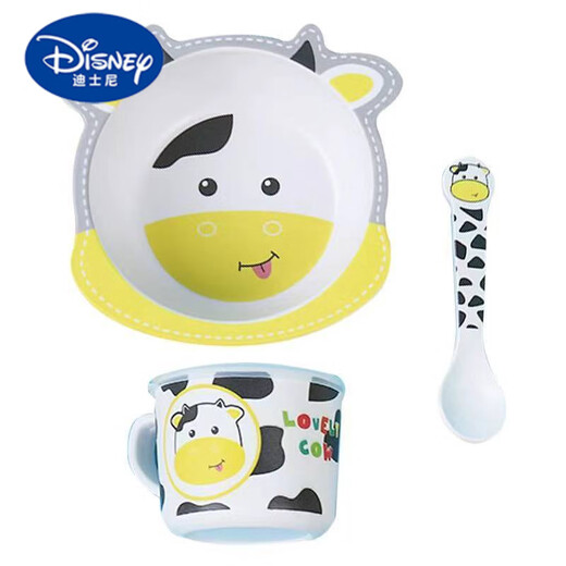 迪士尼（Disney）竹纤维卡通儿童餐具套装家用幼儿园宝宝辅食餐盘婴儿碗勺儿童杯子 兔子 碗勺杯