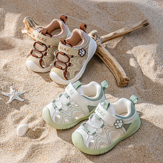 
BradMiller (BradMiller) boys' baby sandals 2025 new 1-2-3 year old children's toddlers' summer soft sole non-slip baby girl functional shoes 112 green single layer 14 inner length 14cm size 19 size suitable for foot length 13.5cm
