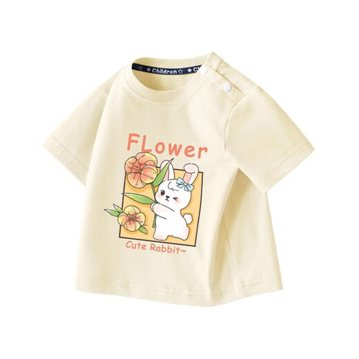 
G.DUCKKIDS little yellow duck children's clothing girls short-sleeved children's T-shirt in summer new pure cotton round neck print summer children's top AP14087 purple 80 Recommended 10 months-1 and a half years old