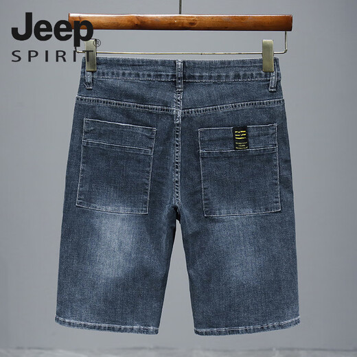 Jeep Spirit2024 Neuer Sommer Dünne Denim Shorts Herren Fünf-Punkte-lose geradlinige mittelpants lässige, vielseitige Stretchhose 671 Blaugrau 34 (2 Fuß 7)