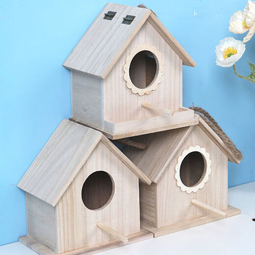 Runhuanian Bird's Nest Parrot Sparrow Breeding Box Aviary House Outdoor Bird Cage Breeding Box Bird's Nest Bird's Nest Hanging Box Mini Model (For Decoration)