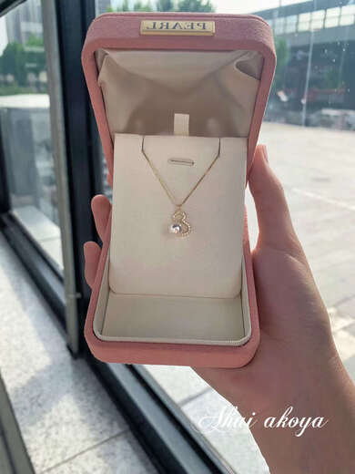 Katsumi Seawater Pearl Necklace 18K Gold Diamond Gourd Pendant Extremely Strong Light Goddess Fulu Auspicious Clavicle Chain 18K Gold Diamond Goddess Akoya Fulu Pendant 6-7mm