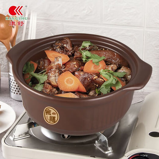 New style of Hubei and Henan ceramic casserole, a new style of food, imitation earth color, household large capacity casserole, gas, special soup pot, porridge, brown and white style is suitable for 3-5 people 3527ml