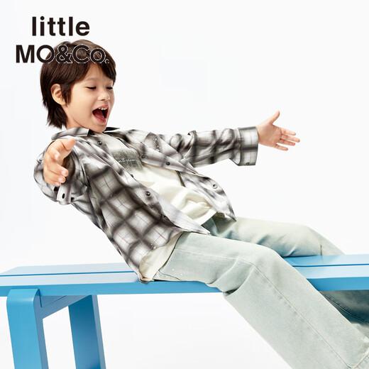 Little MO&Co.little moco children's clothing 25 summer new style for boys and girls pure cotton plaid long-sleeved shirt shirt jacket parent-child clothing multi-color plaid 120 120/60