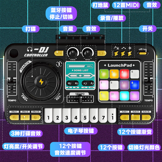 星云宝贝DJ打碟机一体多功能音乐电子琴初学儿童玩具男孩生日礼物女孩8-12