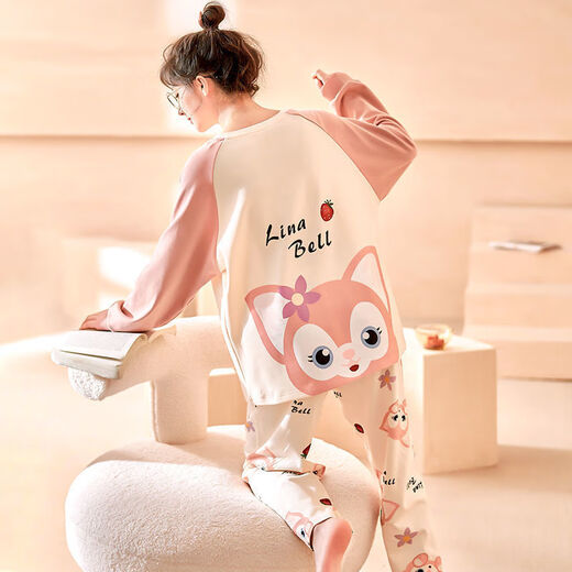 Lexi Beiyi Pajamas para mujeres Spring y Autumn Cotton Cartoon Linte Ropa de ropa para el hogar Wear afuera 673b 170 m 150-158cm 80-95Jin [Jin equivale a 0.5 kg]