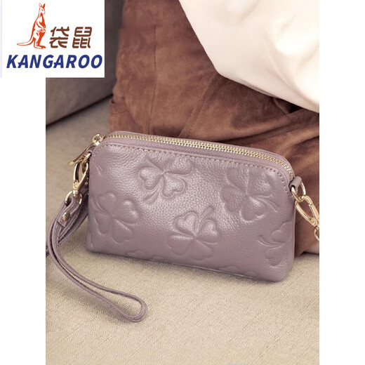 Embrayage en cuir kangourou pour les femmes 2025 Nouveau sac à bandoulière mobile en relief en relief pour les femmes Polvyle Crossbody Small Bag Flagship - petit noir