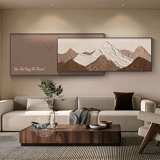 背有靠山背景沙发背有靠山客厅装饰画轻奢感沙发背景墙挂画2024 日照金山C款 33*80+26*80=叠加总长12035mm铝