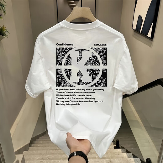 Njskakw Hong Kong Top de algodón puro de manga corta para hombres y mujeres Summer suelto American Camiseta nueva marca de moda Pareja de media manga V761 Negro (Compass) XL recomendado 140-160Jin [Jin equivale a 0.5 kg]