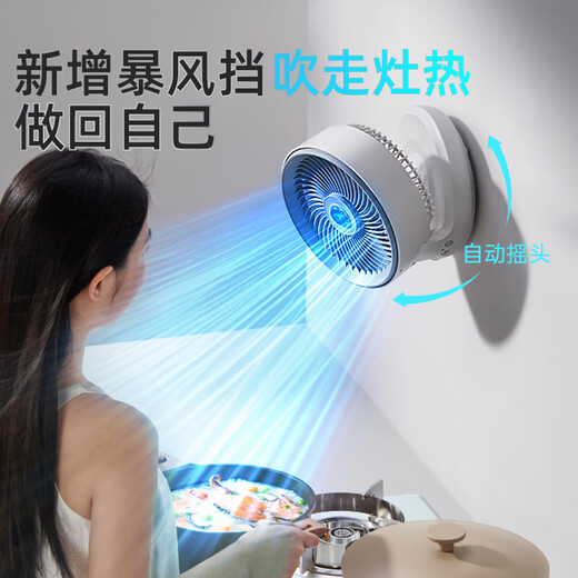 Edon Electric Fan Suspended Air Circulation Fan Wireless Student Desktop Small Fan USB Charging Dormitory Wall Mount Office Desktop Portable Folding Fan Kitchen Wall Mount E808 White Hurricane Style Charging Style Remote Control