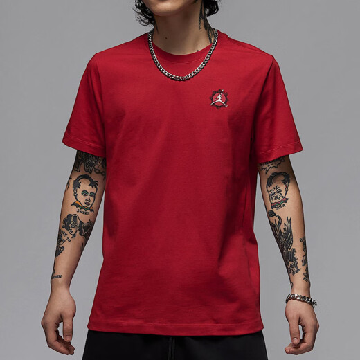 耐克（NIKE）短袖T恤男装2025夏季新款运动服针织透气圆领上衣IB7529-133 IB7529-687健身红/黑 S