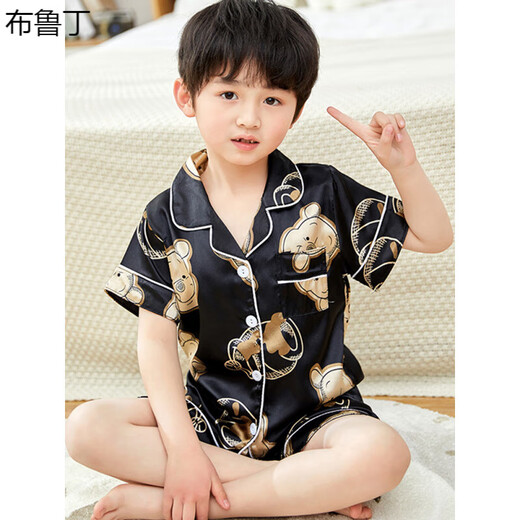 
Brudin children's pajamas boys summer thin short-sleeved children's ice silk pajamas boys thin short-sleeved boys silk X printed short-sleeved 673-Bikachu men 170 size 12 recommended height 120-130c