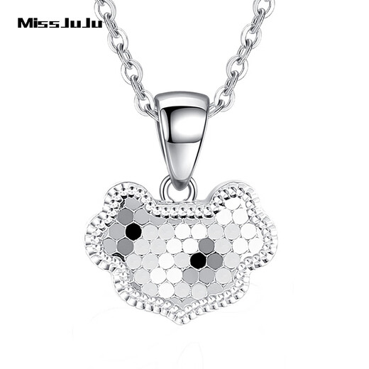 Miss JuJu pt950 platinum Xiangyun pendant for women, shiny platinum honeycomb necklace for girlfriend, single pendant, weight 2.6-2.8 grams + delivery silver chain