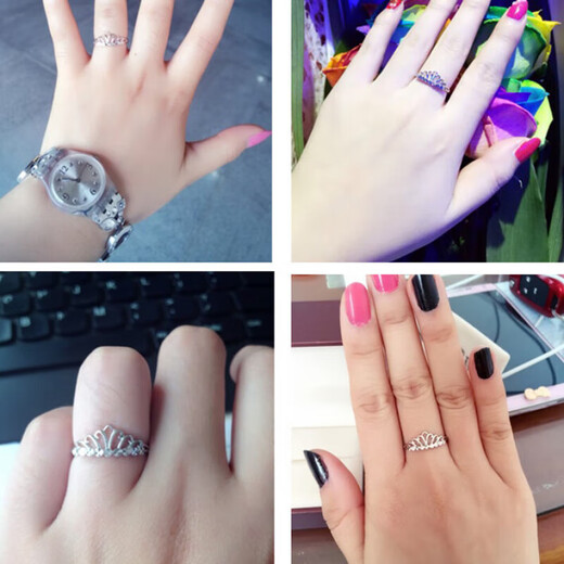 Pavia platinum ring for women, platinum Pt950 crown ring, platinum women's ring, live ring, platinum ring, platinum princess crown ring, weighing about 2.45-2.65 grams