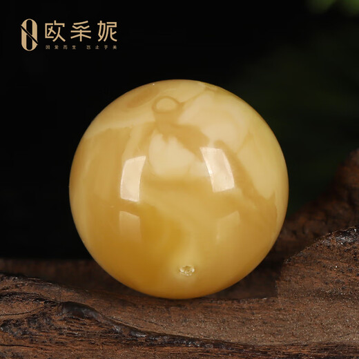 OUCERNY beeswax loose beads, amber honey-filled chicken fat yellow round beads with beads, Buddhist beads, cultural toy bracelets, accessories, men's and women's single pieces