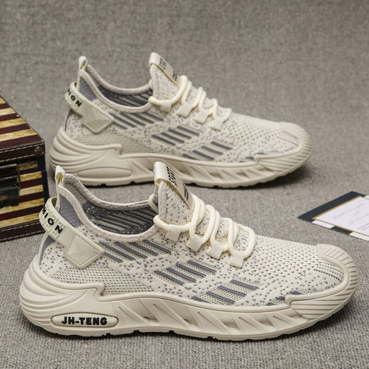 Changxiang Huili Running Men's Shoes Spring and Summer New Breathable Shoes Shoes Men's Student Outdoor Versatile Casual Sports Shoes FH-Saihang-9225 Beige 48