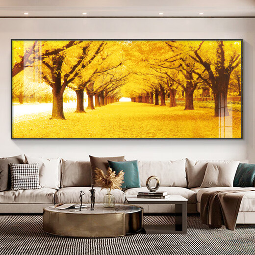 Sala de estar de piso dorado Pinturas colgantes Modern Atmosférico Fondo de fondo Decoración de paredes Pinturas Golden Avenue Pinturas al óleo Murales 3294-Hongyun Hangtou-B Pinturas de porcelana de cristal Strong 240*100m3.51