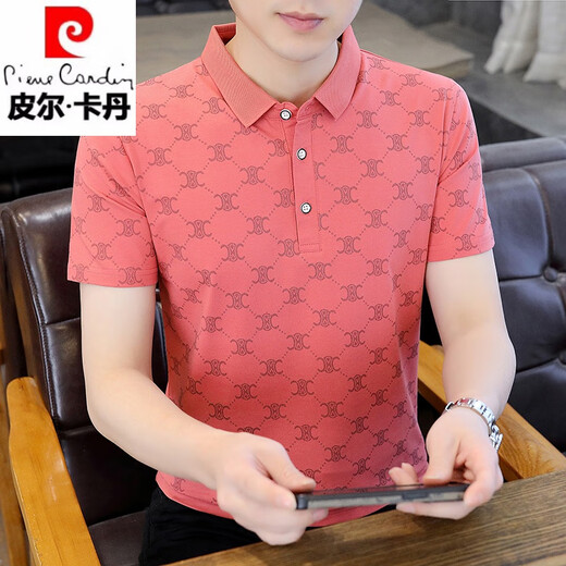 皮尔卡丹男士短袖t恤夏季修身时尚半袖2025新款潮流透气凉感条纹Pol,o衫男 W7029白色 M 90-105斤
