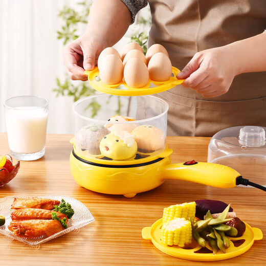 Smart electric frying pan, omelette pan, household egg-making and dumpling artifact, steamed egg cooker, multi-functional cooking pot, non-stick electric pancake pan, breakfast machine, double layer, limited time special offer, non-stick inner pot, can fry eggs/steamed eggs/pancakes, multi-functional