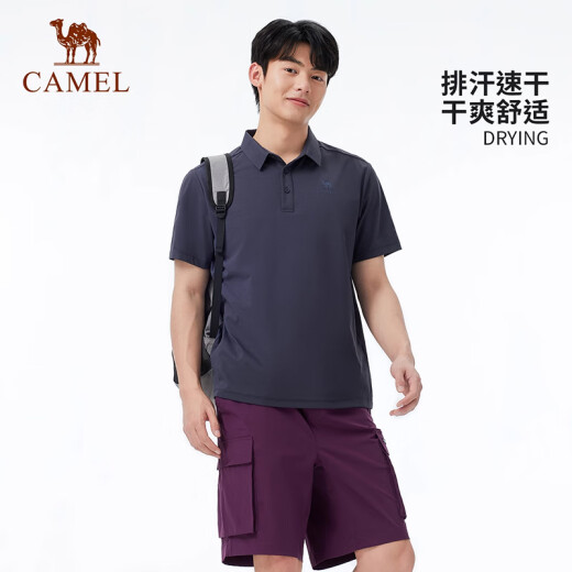 骆驼（CAMEL）男装POLO衫男春夏透气凉感宽松短袖翻领半袖速干跑步上衣 5012 M