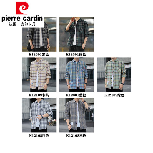 Pierre Cardin American Retro Plaid Langarmes Hemd für Männer und Frauen Frühling und Herbst 2025 Neues lose koreanische Arbeitshemd Jacke Trend K12301 Black + K12108 White M