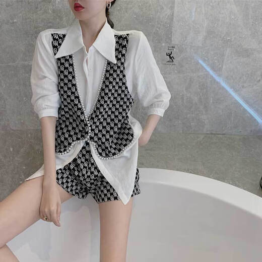 S.SOFEA网红时尚两件套女春夏新款小个子短袖短裤 9901-【白色套装】 M 【建议80-100斤】