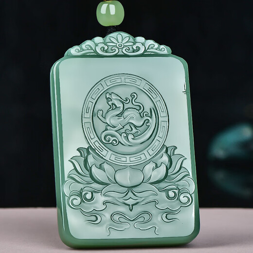 可玉可求新年礼物 收藏孤品和田碧玉观音吊坠 寓意平安顺遂 亲朋好友礼物 莲花观音 M9896z