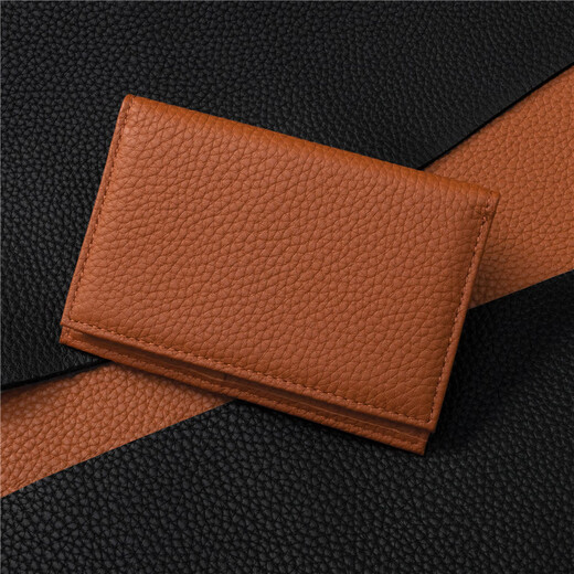 HANATORA flower tiger card bag men and women cowhide high-end business bank card case mini card clip card bag ID gift box gift brown