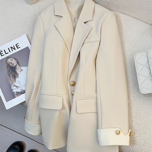Xuanyan off-white blazer for women 2026 spring new style office worker college student temperament commuting small suit formal blazer for women ivory white XL 115-125Jin Jin equals 0.5 kg