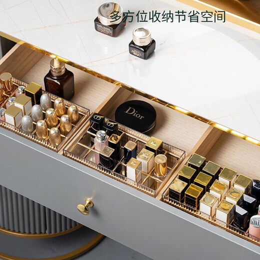 Xiyin lipstick storage box cosmetics storage box desktop 18-grid lip glaze lipstick lip gloss storage box lipstick storage box transparent gold edge