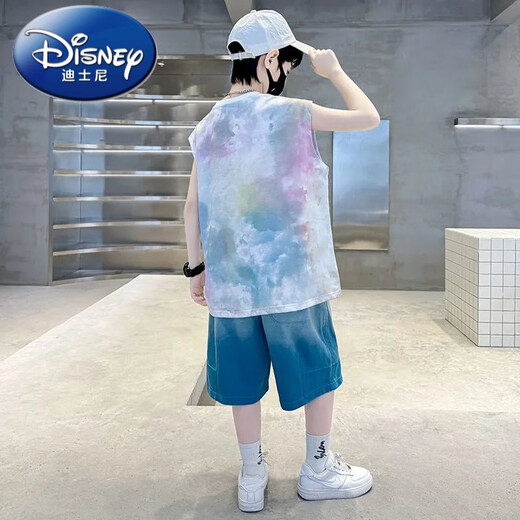 迪士尼（Disney）儿童装男童夏装无袖背心套装新款夏季中大童男孩运动帅气夏款 TZK693-绿色套装 120 建议身高110-120厘米