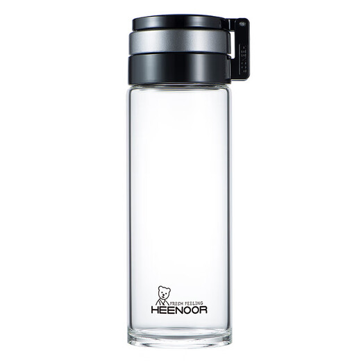 Taza portátil de gran capacidad para exteriores para hombres, de vidrio Heenoor, de una sola capa, engrosada, taza de té filtrada, estilo de anillo portátil, gran capacidad con filtro 695 ml