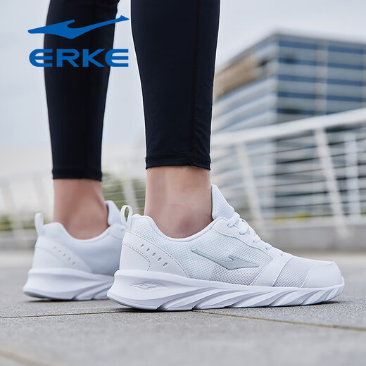 Hongxing Erke Men's Chaussures 2025 Nouveau été des chaussures de course respirantes en maille pour hommes Soft Soft Soft Soft White Casual Chores Erkebai (Mesh Four Seasons) 3291 40