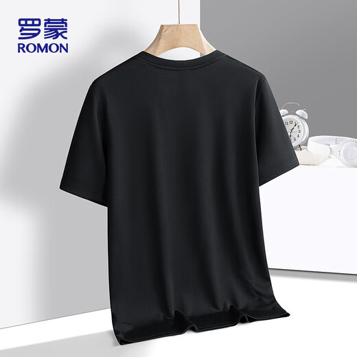 Camiseta de manga corta Romon para hombres en verano Nuevo sudor que absorbe sudor y transpirable Versátiles Versátiles Top Zh831 Black M