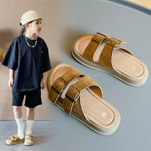 Xianxiu 2025 Summer Children's Slippers Retro Girls Beach Shoes Boy Casual Soft Sond Middle and Big Childre