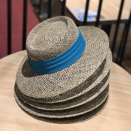 
Korean ins straw-woven internet celebrity flat top hat women European and American style British fashion travel vacation hollow sun hat brown 56-58cm adjustable