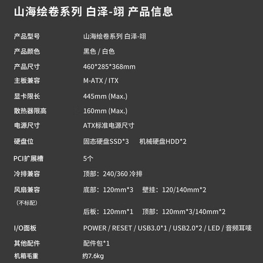 Peninsula Iron Box Baize Yi Sea View Room Chassis Curved Surface Curved Glass Panoramic Side Transparent 360 Water Cooled MATX Desktop Computer Main Chassis Black + Aurora Z13 ARGB Fan 4 Positive and 5 Reverse