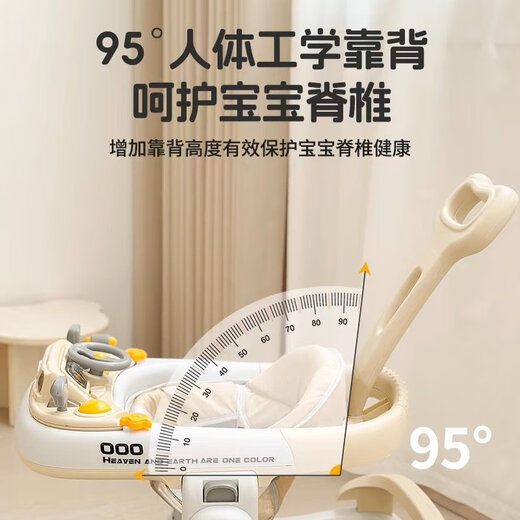 Babudou walker is not easy to overturn the baby trolley baby 2024 children's multi-function starting car Classic version Button gray Dining plate