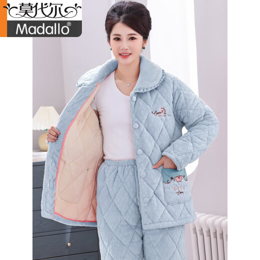 
Modal pajamas women's autumn and winter coral velvet thickened cotton jacket middle-aged and elderly flannel warm plus velvet home clothes mother 1105 pink L (85-110Jin[Jin equals 0.5 kg])