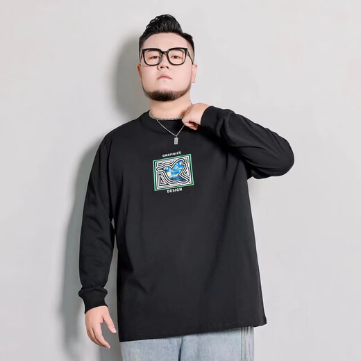 濮水方方胖子加大码字母T恤男潮牌休闲打底衫 白色D829 XL