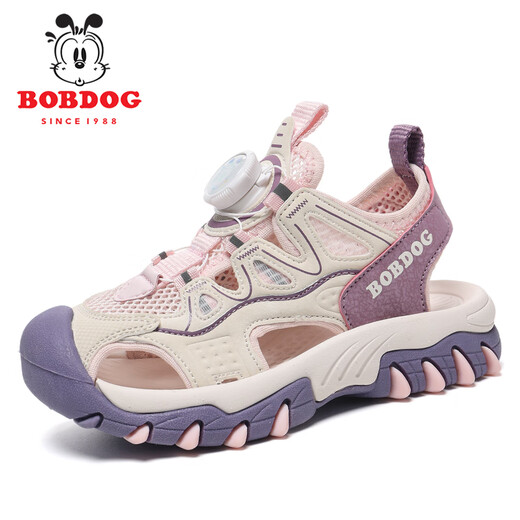 BOBDOG girls sandals 2025 new summer medium and large children's soft sole non-slip toe children's shoes girls outer wear sports shoes MQ223 pink 27 inner length 167mm