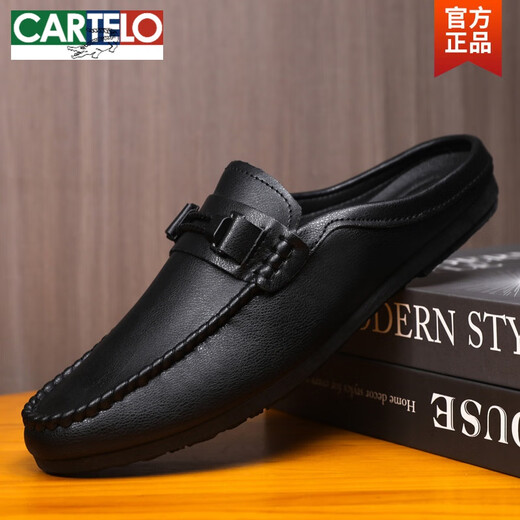 Cartelo 2025 Neue Doudou-Schuhe für Männer im Sommer vielseitige koreanische faule Schuhe Schüler lässige Schuhe vielseitige trendige Herrenschuhe Nicht-Slip D898 Black 41