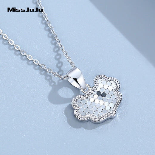 Miss JuJu pt950 platinum Xiangyun pendant for women, shiny platinum honeycomb necklace for girlfriend, single pendant, weight 2.6-2.8 grams + delivery silver chain