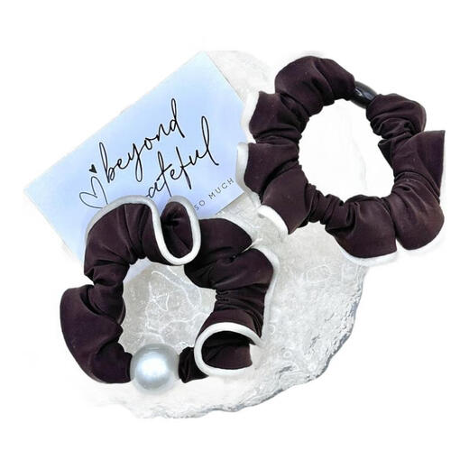 Jiuweiya Pearl Small Intestinal Circle Headband No Straightening, No Marks, Simple and Versatile Rubber Band Hairband High Elasticity Ponytail Hair Rope Headband JYFQ187 Round Buckle Headband Black