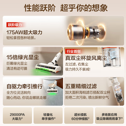 SUPOR vacuum cleaner dust removal artifact home wireless handheld large suction wide-angle green light dust display car large suction cat and dog hair pet vacuum cleaner anti-tangle V86