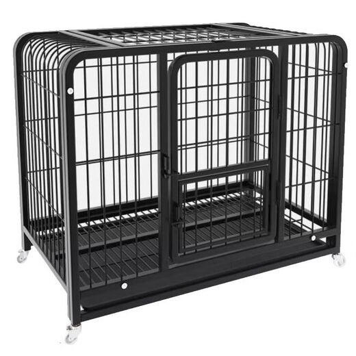 Dog cage small dog indoor stainless steel cage with toilet Shiba Inu Corgi pet cage dog fence thick and reinforced 78#785067cm classic black